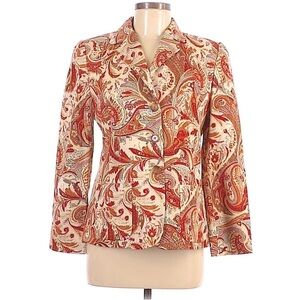 𝅺LINDA Allard for Ellen Tracy Wool Paisley Blazer Size 8 Petite